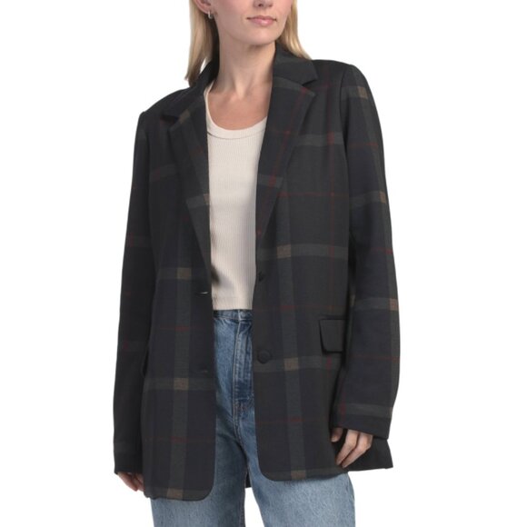 OAT NEW YORK Navy Plaid Blazer - Picture 1 of 2